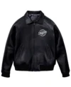 Shop Stegaro Black Leather Bomber Jacket