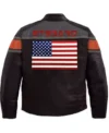 Shop Stegaro Cafe Racer USA Flag Leather Jacket