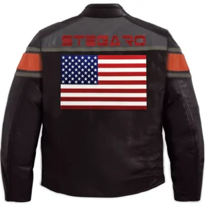 Shop Stegaro Cafe Racer USA Flag Leather Jacket