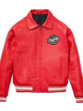 Shop Stegaro Fizz Club Red Real Leather Jacket