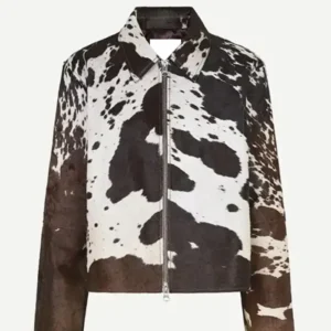 Simple Cowhide Brown Fur Leather Jacket