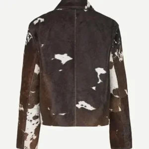 Simple Cowhide Brown Fur Leather Jacket Back