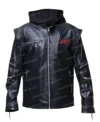 Slayer Black Leather Hooded Jacket Hooded