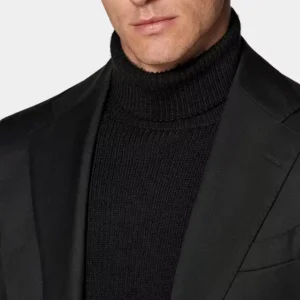 Slim Fit Tailored Black 2 Piece Suit For Men Collar