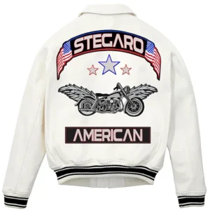 Stegaro American White Leather Jacket