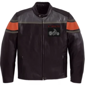 Stegaro Cafe Racer USA Flag Leather Jacket