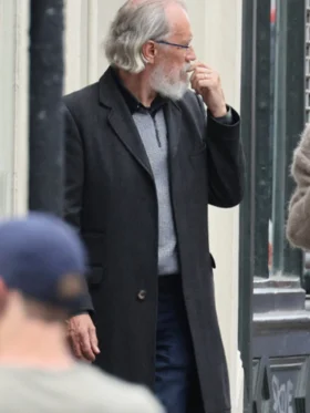 Stephen Brigstocke Disclaimer Black Wool Coat For Sale