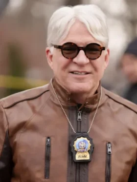 Steve Martin Only Murders in the Building Brown Leather Jacket For Sale