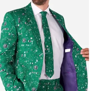 Stylish Cool Circuit Printed 2 Piece Suit For Mens Closure