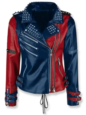 Suicide Squad Harley Quinn Red and Blue Leather Jacket
