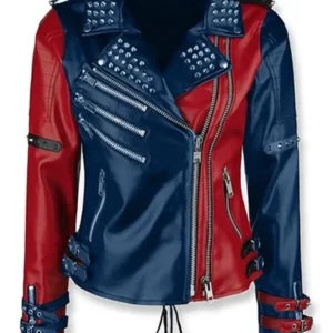 Suicide Squad Harley Quinn Red and Blue Leather Jacket