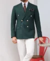 Tailored Slim Fit Double Breasted Pine Green Suit 