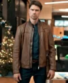The Christmas Charade Corey Sevier Brown Leather Jacket