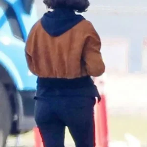 The Gray Man Ana de Armas Bomber Leather Jacket Back