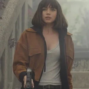 The Gray Man Ana de Armas Bomber Leather Jacket Front