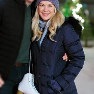 This Time Each Year Alison Sweeney Blue Hooded Puffer Jacket
