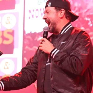 Thundergong Jason Sudeikis Black Varsity Jacket For Sale