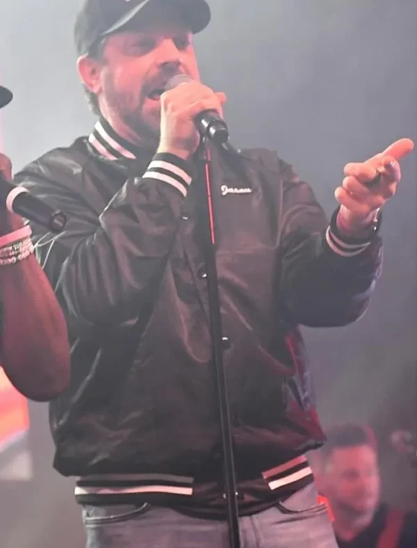 Thundergong Jason Sudeikis Black Varsity Jacket Front