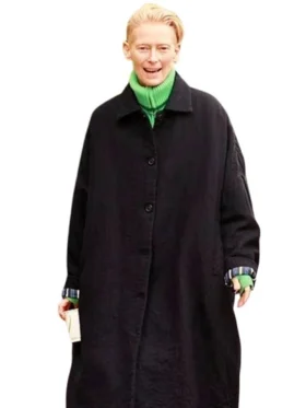 Tilda Swinton The Room Next Door Black Cotton Coat