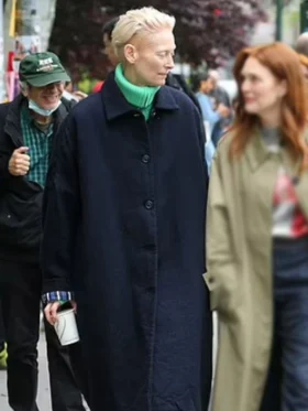 Tilda Swinton The Room Next Door Black Cotton Coat For Sale