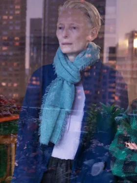 Tilda Swinton The Room Next Door Blue Jacket For Sale