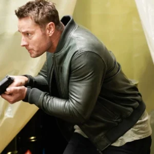 Tracker S02 Justin Hartley Bomber Leather Jacket For Sale