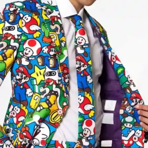 Trendy 2024 Super Mario™ Printed Suit Mens Closure