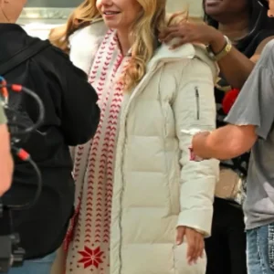 Trivia at St. Nicks Tammin Sursok White Puffer Coat For Sale