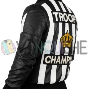 Troop Champion Black Leather Jacket left back
