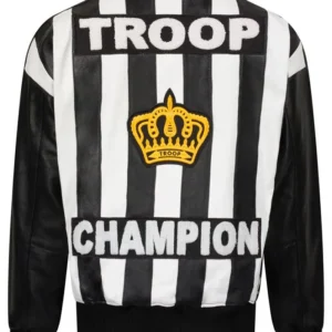 Troop Champion Leather Jacket Black White Back
