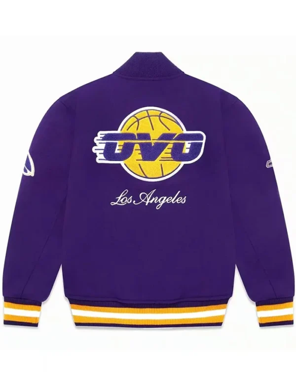 Varsity OVO LA Lakers Purple Jacket Back