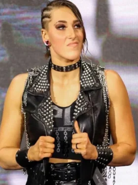 WWE Rhea Ripley Leather Studded Vest 