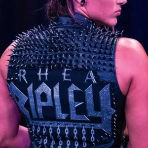 WWE Rhea Ripley Leather Studded Vest Back