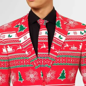 Winter Wonderland Printed Style Mens Suit Collar