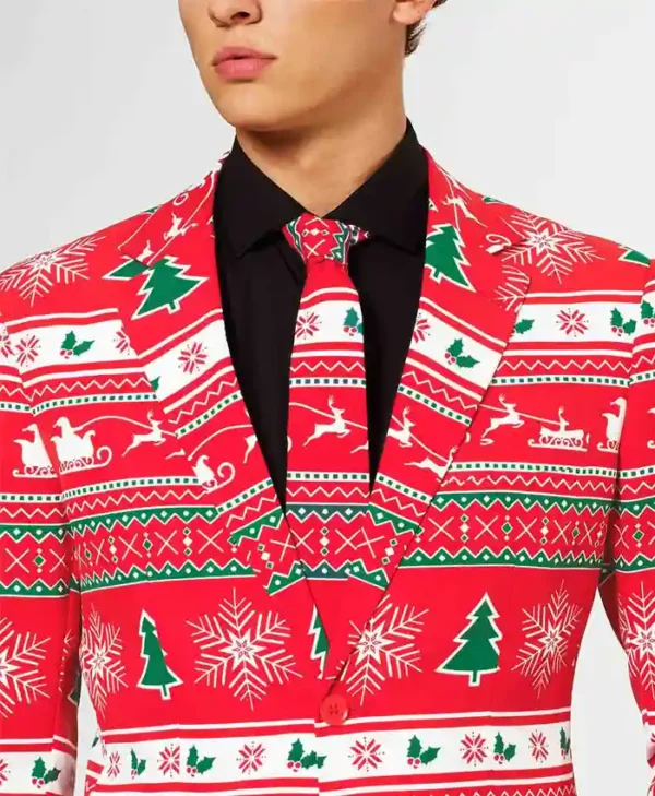 Winter Wonderland Printed Style Mens Suit Collar