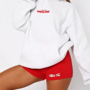 With Love In The Moment Oversized Hoodie Grey Marle Front