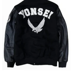 Yonsei University Letterman Black Varsity Jacket Back