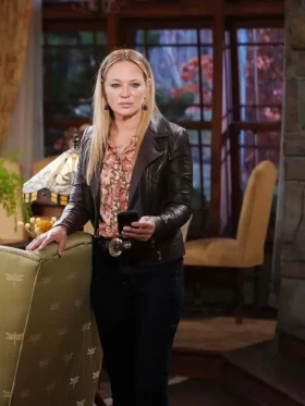 Young and Restless Sharon Case Brown Leather Jacket