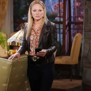 Young and Restless Sharon Case Brown Leather Jacket