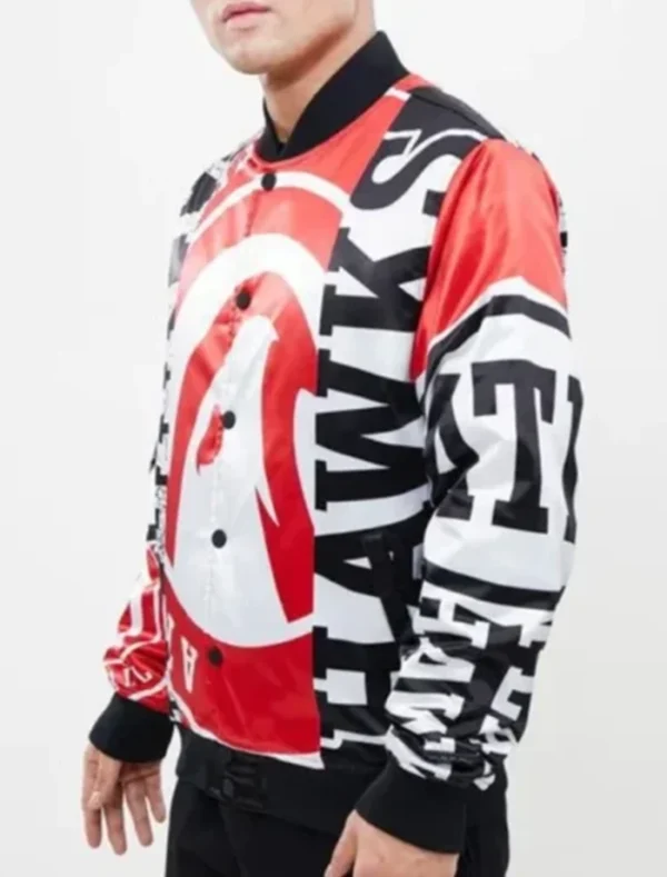 atlanta hawks lera conn satin varsity jacket left side