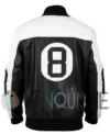 8 Ball Black And White Bomber Leather Jacket back