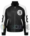 8 Ball Black And White Bomber Leather Jacket front