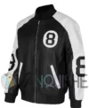 8 Ball Black And White Bomber Leather Jacket left