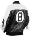 8 Ball Black And White Bomber Leather Jacket left back