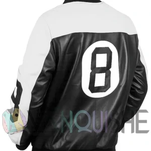 8 Ball Black And White Bomber Leather Jacket left back