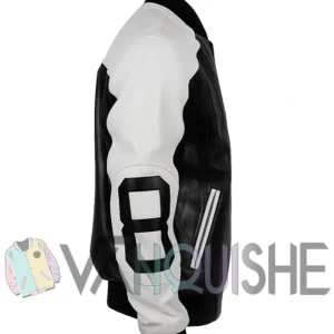 8 Ball Black And White Bomber Leather Jacket right