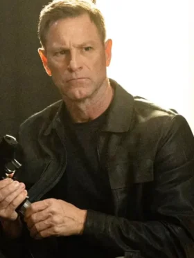 Aaron Eckhart Classified Black Leather Jacket For Sale