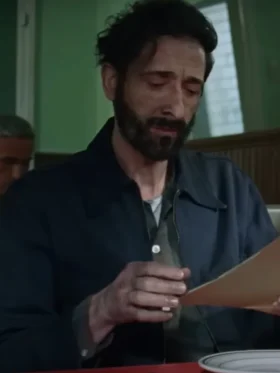 Adrien Brody The Brutalist Blue Cotton Jacket