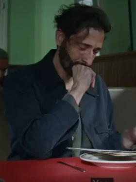 Adrien Brody The Brutalist Blue Cotton Jacket For Sale