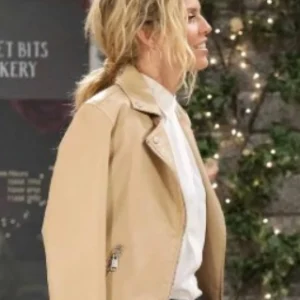 AnnaLynne McCord Days Of Our Lives Beige Leather Jacket
